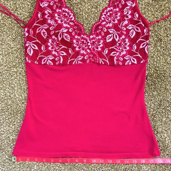 INC Cotton/Spandex /Lace camisole - Cerise Pink - Picture 7 of 8